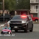 Man pulled over driving Barbie Jeep